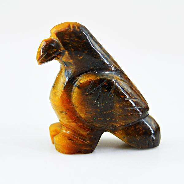 gemsmore:Natural Amazing Golden Tiger Eye Hand Carved Bird