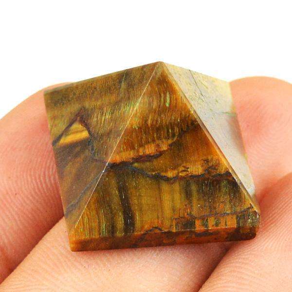 gemsmore:Natural Amazing Golden Tiger Eye Healing Point Pyramid