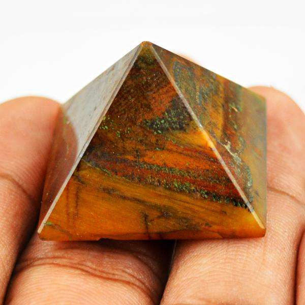 gemsmore:Natural Amazing Golden Tiger Eye Healing Pyramid