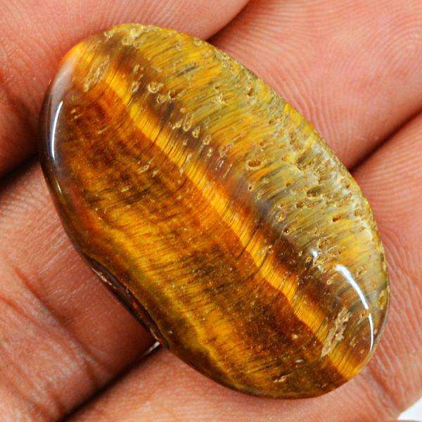 gemsmore:Natural Amazing Golden Tiger Eye Oval Shape Loose Gemstone