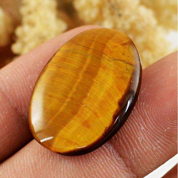 gemsmore:Natural Amazing Golden Tiger Eye Oval Shape Loose Gemstone