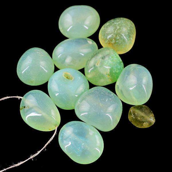 gemsmore:Natural Amazing Green Chalcedony Drilled Beads Lot