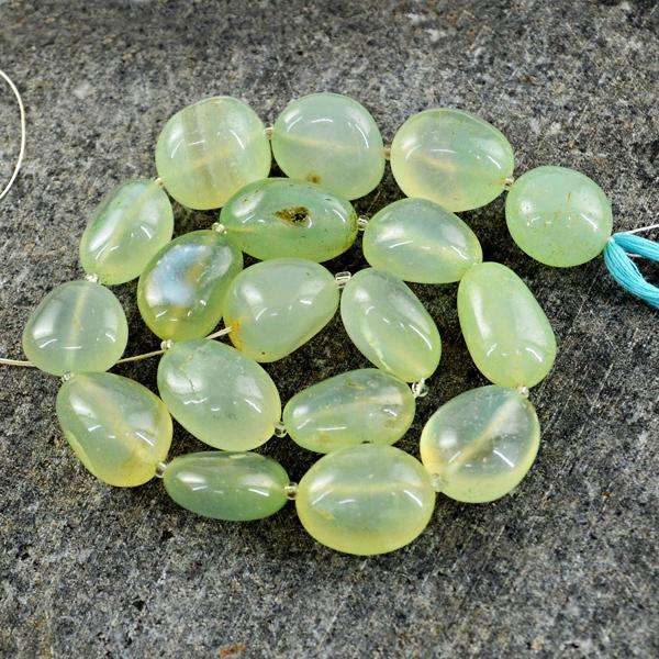 gemsmore:Natural Amazing Green Chalcedony Drilled Beads Strand