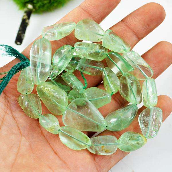 gemsmore:Natural Amazing Green Fluorite Drilled Beads Strand