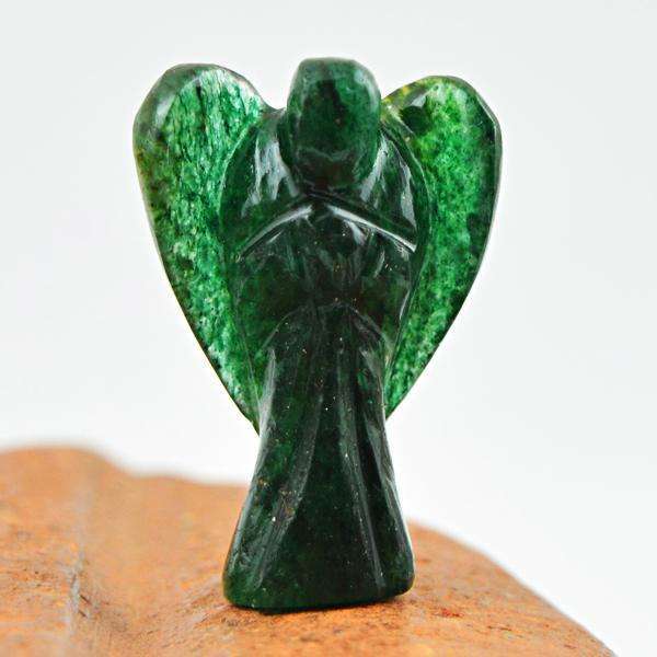 gemsmore:Natural Amazing Green Jade Carved Healing Angel Gemstone