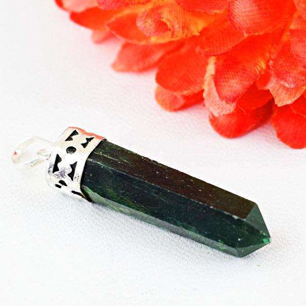 gemsmore:Natural Amazing Green Jade Healing Point Pendant