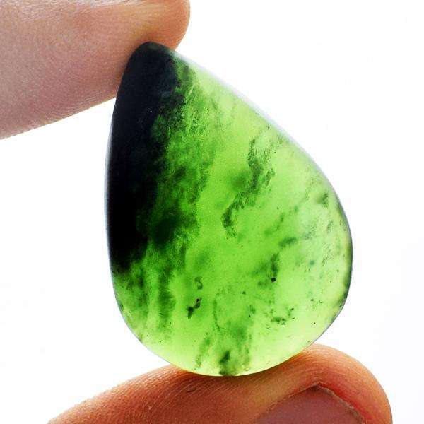 gemsmore:Natural Amazing Green Jade Pear Shape Untreated Loose Gemstone
