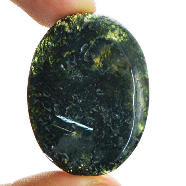 gemsmore:Natural Amazing Green Moss Agate Oval shape Untreated Loose Gemstone