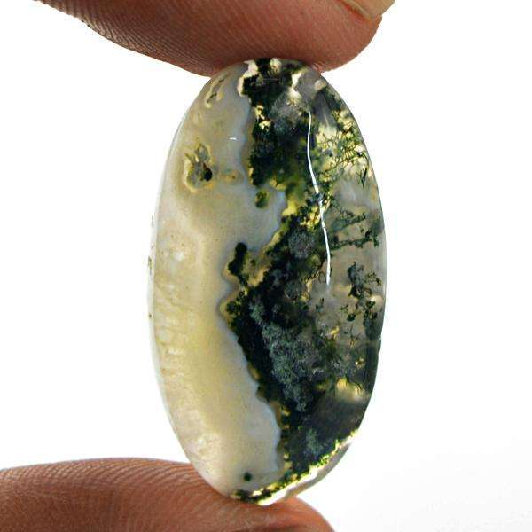 gemsmore:Natural Amazing Green Moss Agate Oval shape Untreated Loose Gemstone
