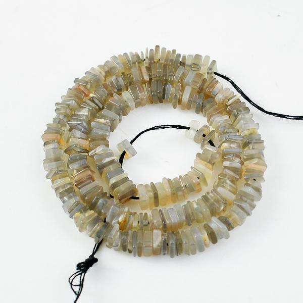 gemsmore:Natural Amazing Grey Moonstone Drilled Beads Strand