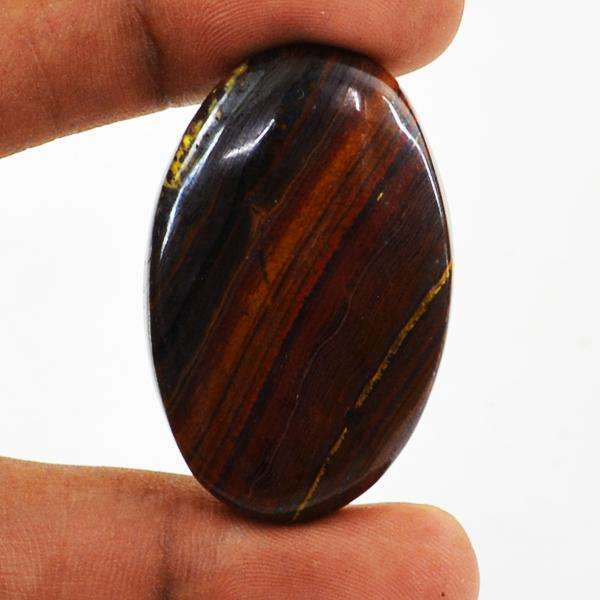 gemsmore:Natural Amazing Iron Tiger Eye Oval Shape Untreated Loose Gemstone