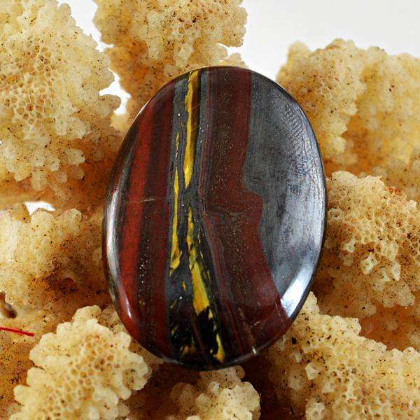 gemsmore:Natural Amazing Iron Tiger Eye Oval Shape Untreated Loose Gemstone