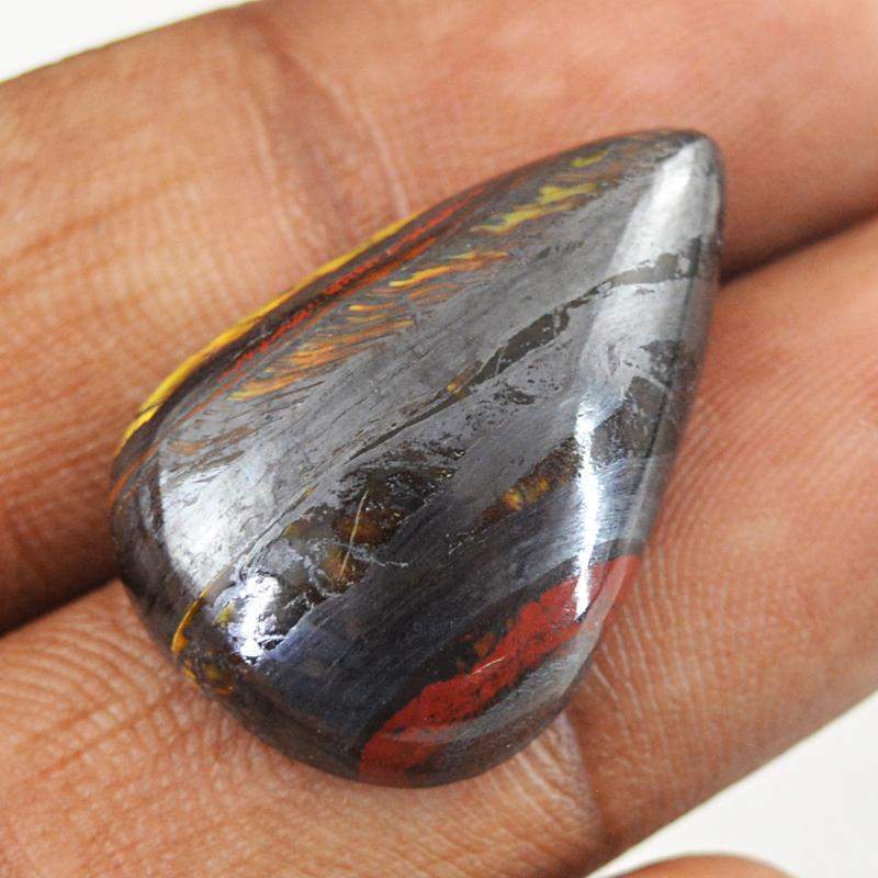 gemsmore:Natural Amazing Iron Tiger Eye Pear Shape Gemstone