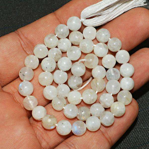 gemsmore:Natural Amazing Moonstone Round Shape Drilled Beads Strand