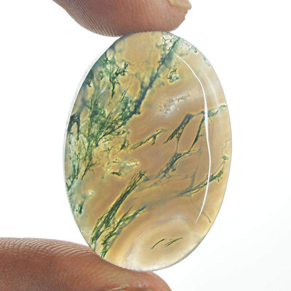 gemsmore:Natural Amazing Moss Agate Oval Shape Gemstone