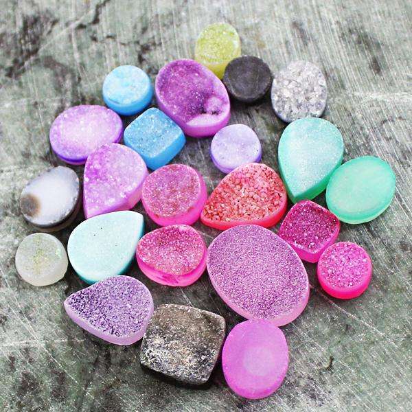 gemsmore:Natural Amazing Multicolor Druzy Untreated Loose Gemstone Lot