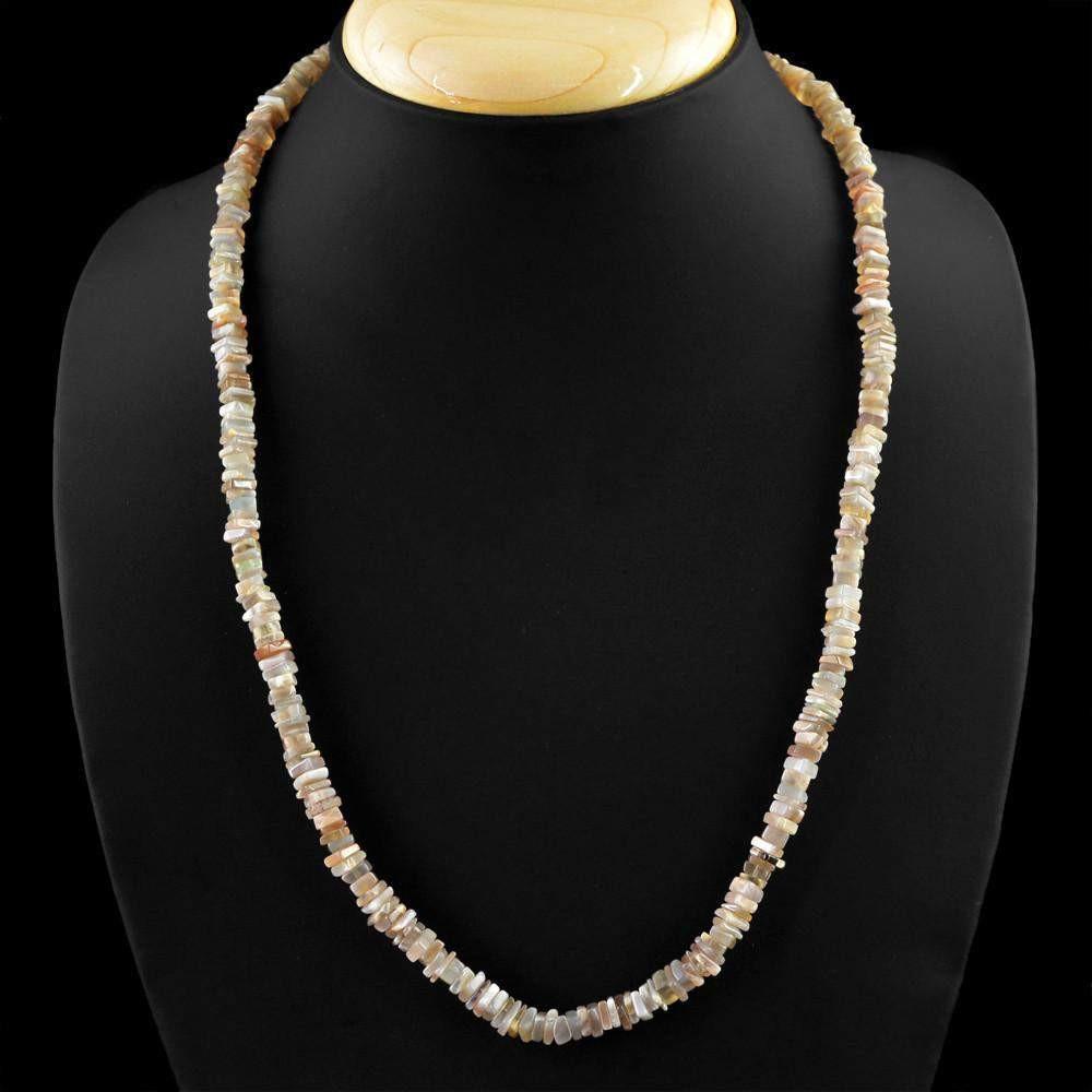 gemsmore:Natural Amazing Multicolor Moonstone Necklace Untreated Beads