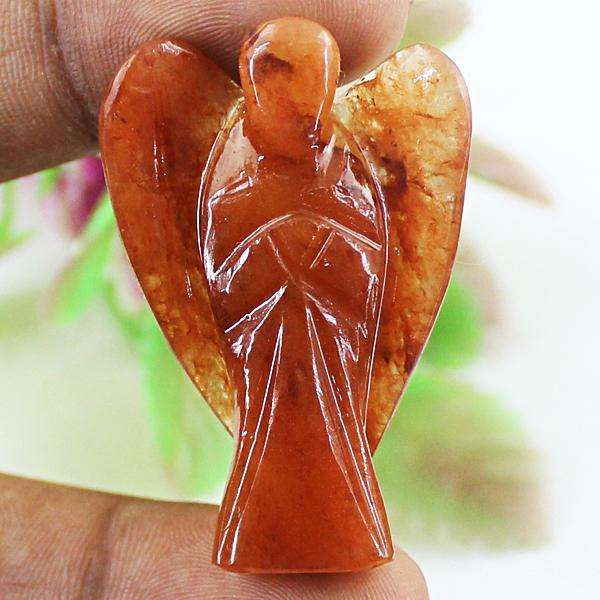 gemsmore:Natural Amazing Orange Aventurine Carved Healing Angel Gemstone