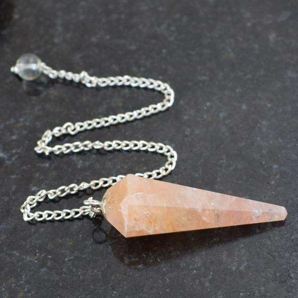 gemsmore:Natural Amazing Orange Aventurine Healing Point Pendulum