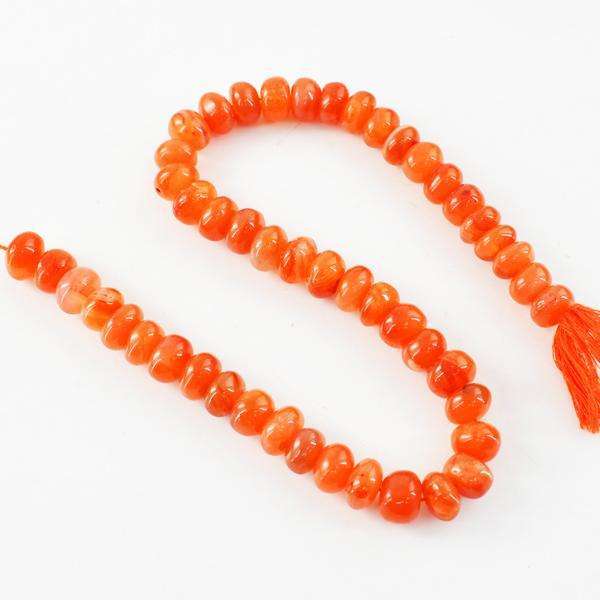 gemsmore:Natural Amazing Orange Carnelian Round Shape Drilled Beads Strand