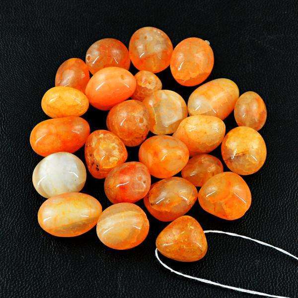 gemsmore:Natural Amazing Orange Color Onyx Drilled Beads Lot