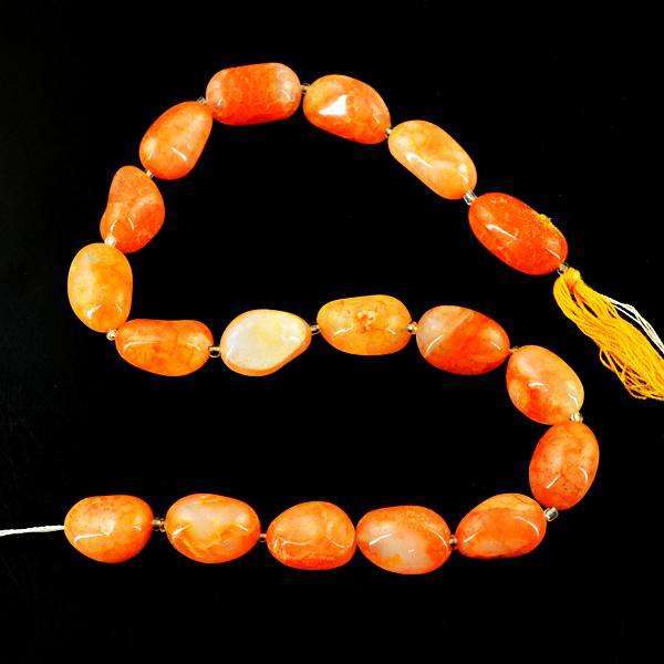 gemsmore:Natural Amazing Orange Onyx Drilled Beads Strand
