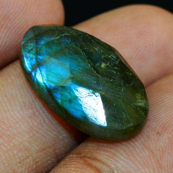 gemsmore:Natural Amazing Oval Shape Blue Flash Labradorite Faceted Loose Gemstone