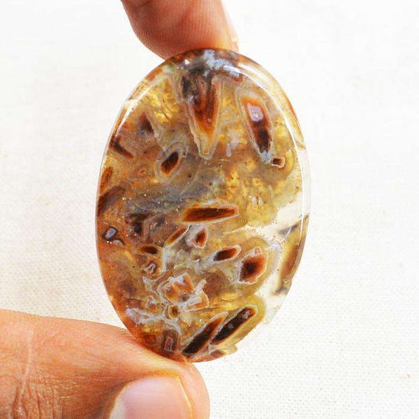 gemsmore:Natural Amazing Oval Shape Flower Agate Untreated Loose Gemstone