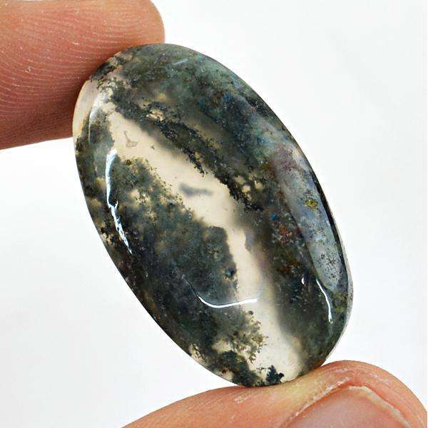 gemsmore:Natural Amazing Oval Shape Green Moss Agate Untreated Loose Gemstone