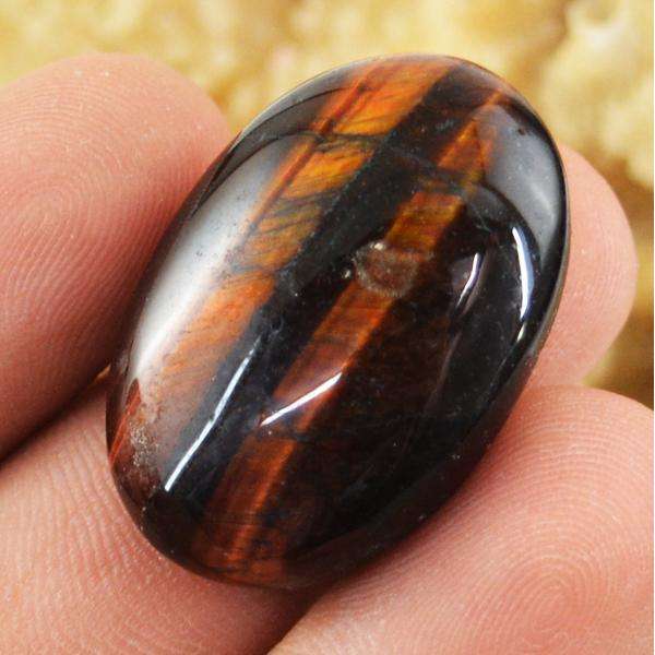 gemsmore:Natural Amazing Oval Shape Iron Tiger Eye Untreated Loose Gemstone