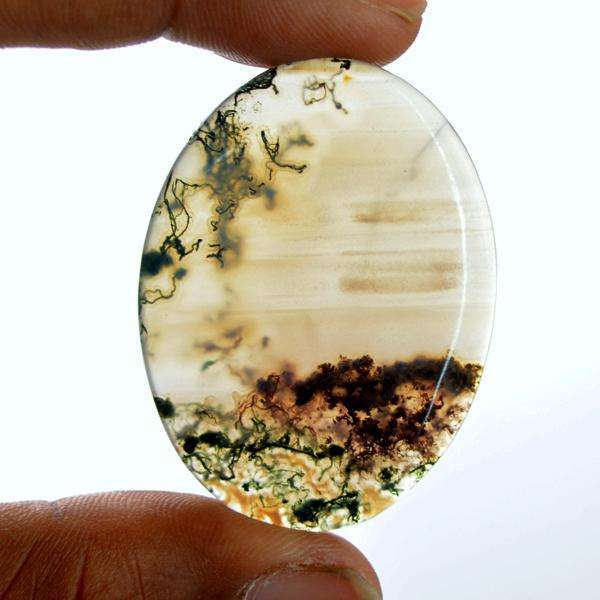 gemsmore:Natural Amazing Oval shape Moss Agate Untreated Loose Gemstone