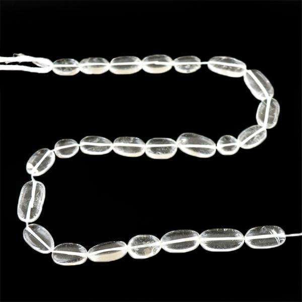 gemsmore:Natural Amazing Oval Shape White Quartz Drilled Beads Strand