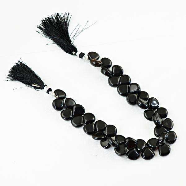 gemsmore:Natural Amazing Pear Shape Black Spinel Drilled Beads Strand