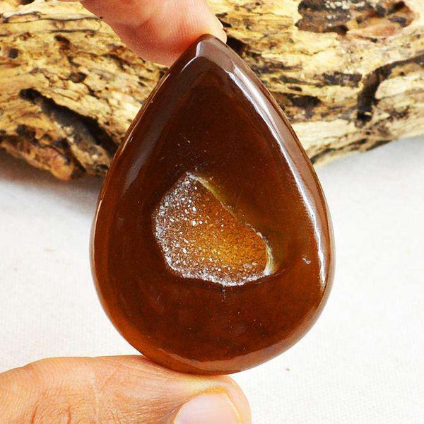 gemsmore:Natural Amazing Pear Shape Druzy Onyx Untreated Loose Gemstone