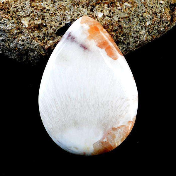 gemsmore:Natural Amazing Pear Shape Flower Agate Untreated Loose Gemstone