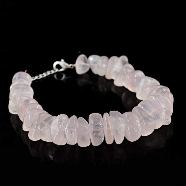 gemsmore:Natural Amazing Pink Rose Quartz Bracelet Untreated Beads