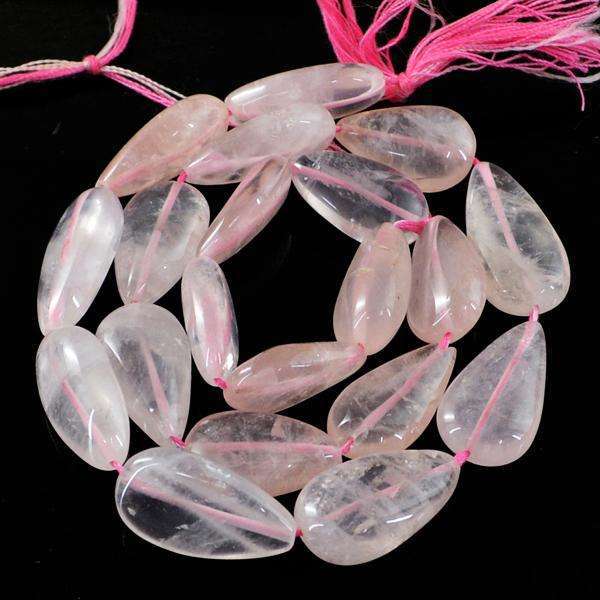 gemsmore:Natural Amazing Pink Rose Quartz Drilled Beads Strand