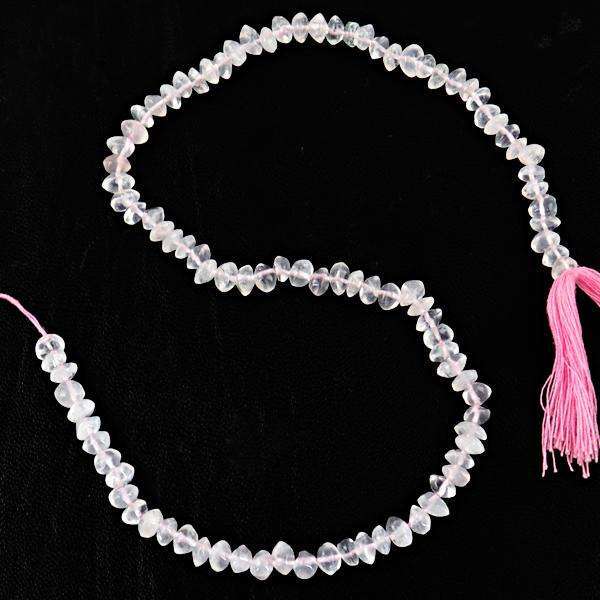 gemsmore:Natural Amazing Pink Rose Quartz Drilled Beads Strand