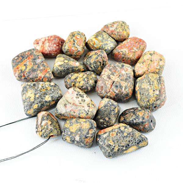 gemsmore:Natural Amazing Poppy Jasper Drilled Beads Lot