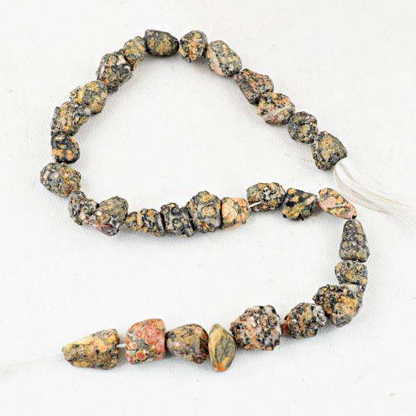gemsmore:Natural Amazing Poppy Jasper Drilled Beads Strand