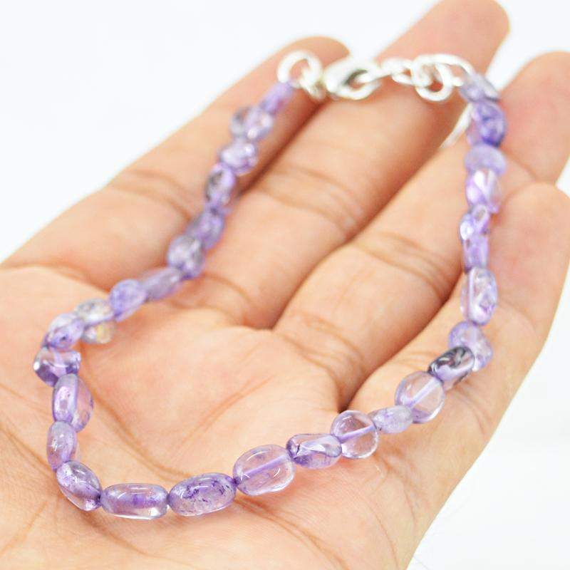 gemsmore:Natural Amazing Purple Amethyst Bracelet Oval Beads