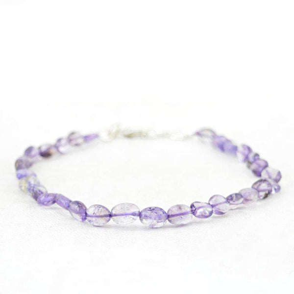 gemsmore:Natural Amazing Purple Amethyst Bracelet Oval Beads