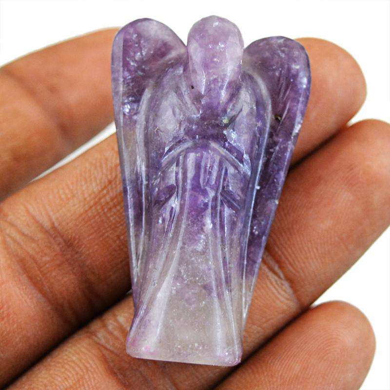 gemsmore:Natural Amazing Purple Amethyst Carved Healing Angel Gemstone