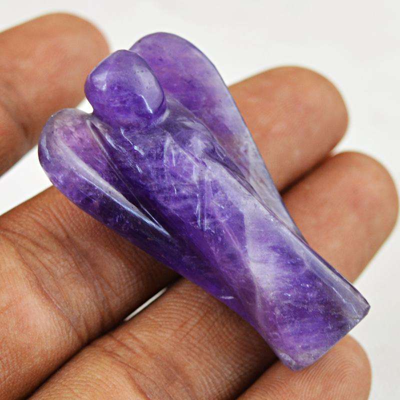 gemsmore:Natural Amazing Purple Amethyst Carved Healing Angel Gemstone