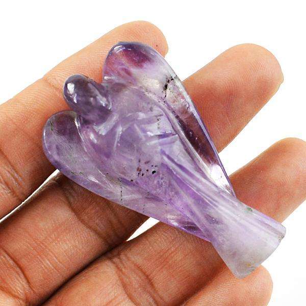 gemsmore:Natural Amazing Purple Amethyst Carved Healing Angel Gemstone