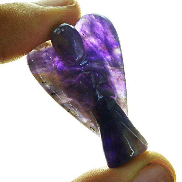 gemsmore:Natural Amazing Purple Amethyst Carved Healing Angel Gemstone