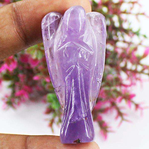 gemsmore:Natural Amazing Purple Amethyst Carved Healing Angel Gemstone