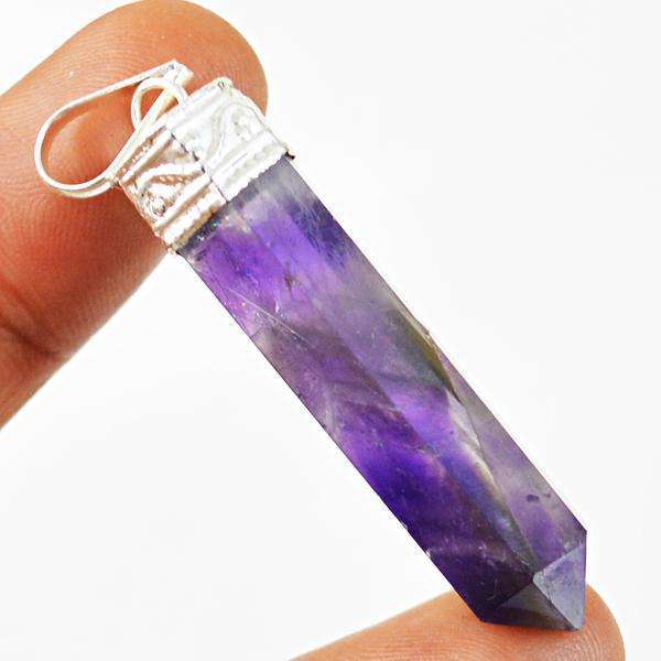 gemsmore:Natural Amazing Purple Amethyst Healing Point Pendant