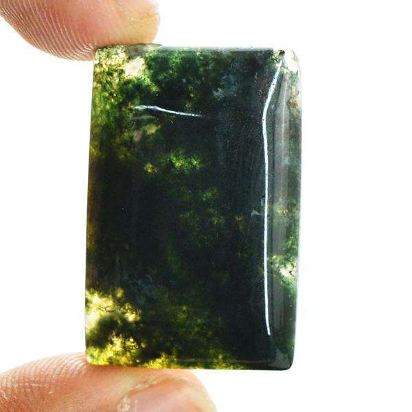 gemsmore:Natural Amazing Rectangular Green Moss Agate Untreated Loose Gemstone