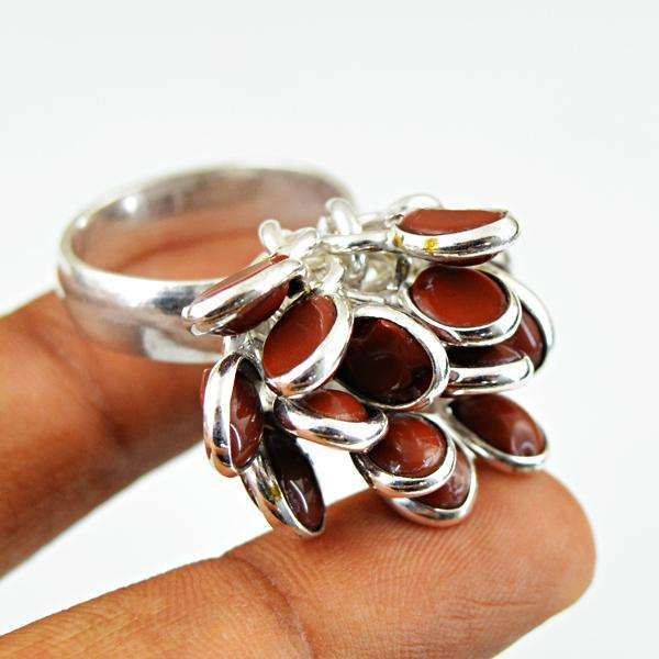 gemsmore:Natural Amazing Red Jasper Tibet Silver Ring